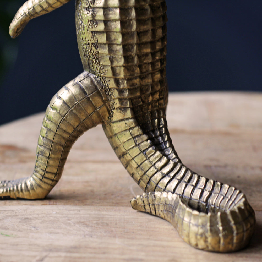 Gold Gobbling Crocodile Candlestick