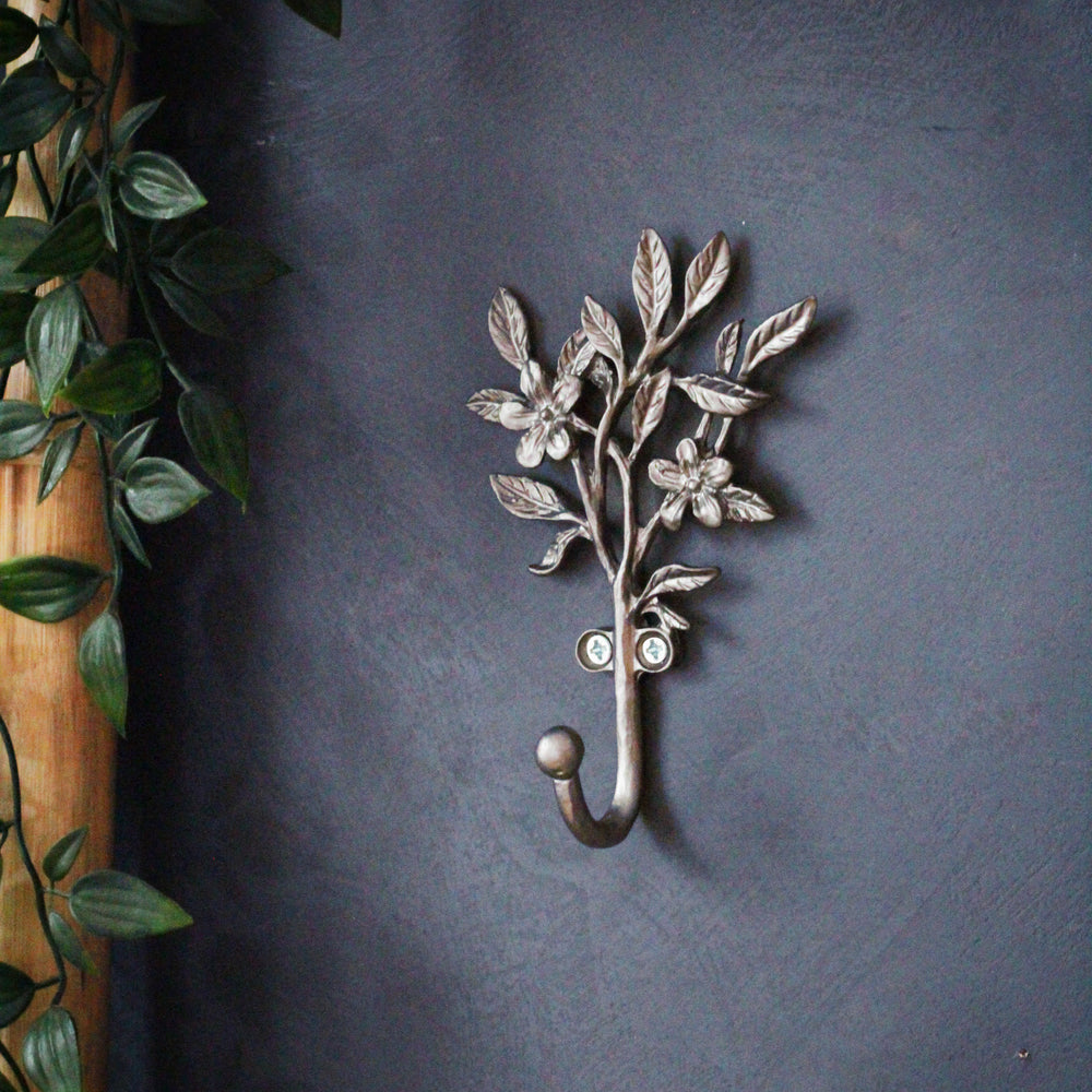 Silver Flower and Petal Wall Hook