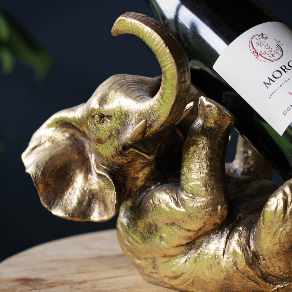 Gold Elephant Wine Bottle Holder