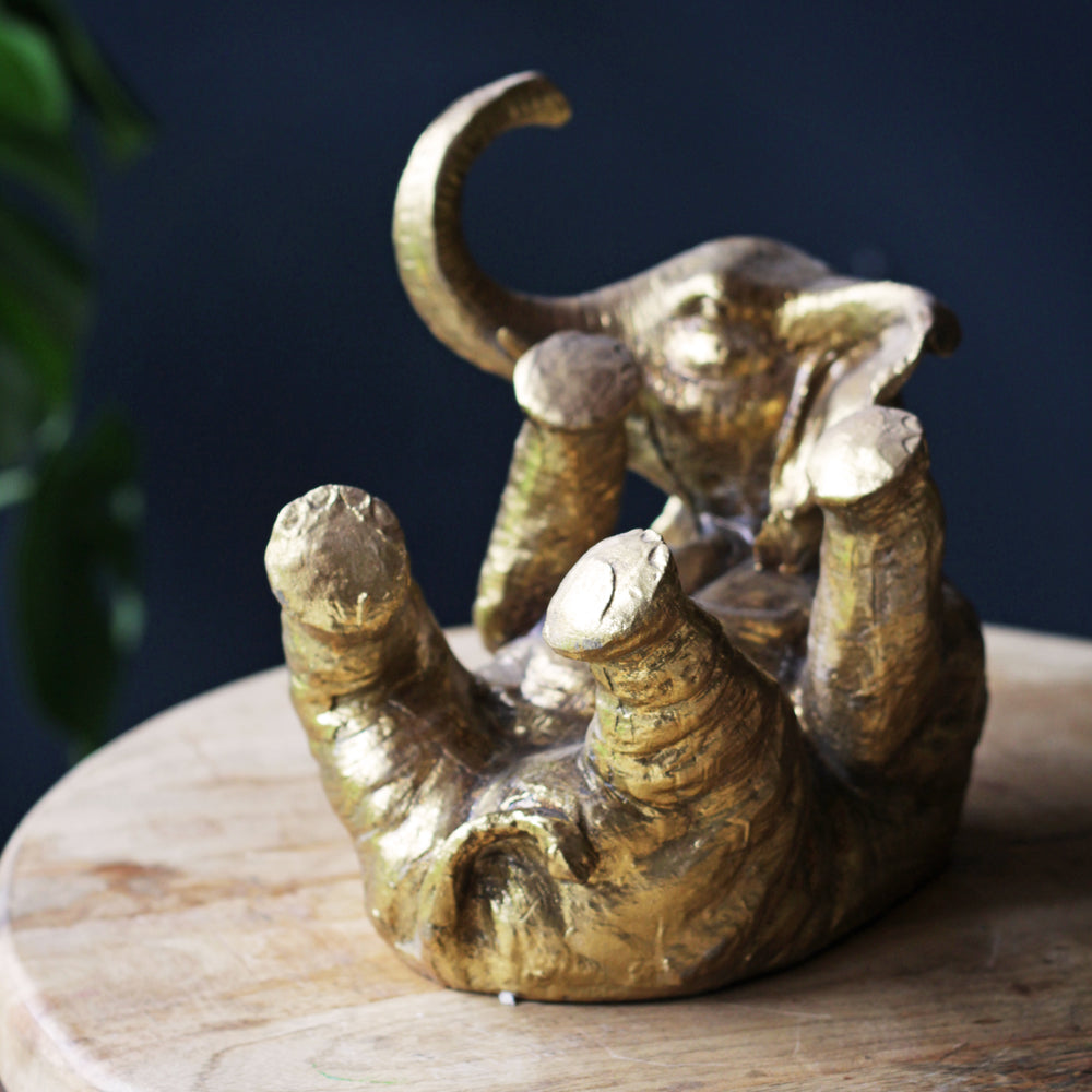 Gold Elephant Wine Bottle Holder