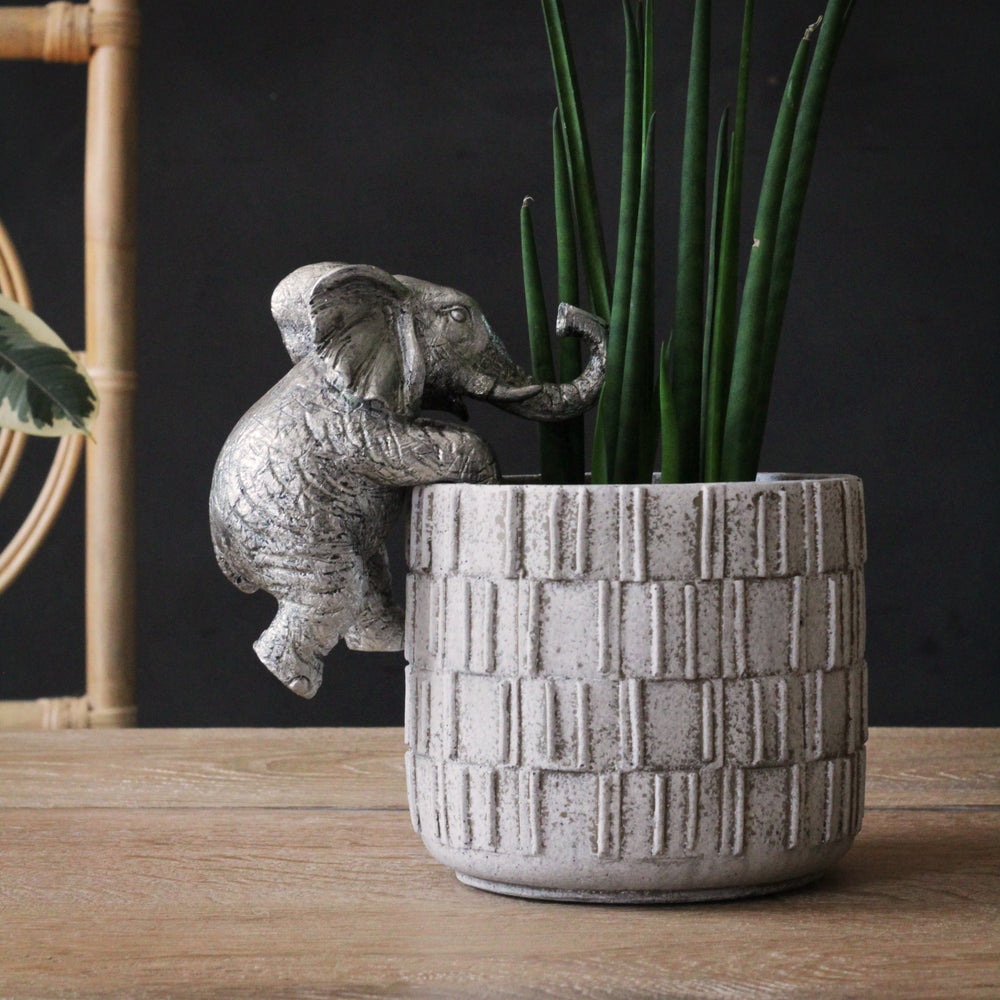 large elephant plant pot Silver Elephant Pot Hanger