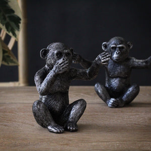 Set of 3 Silver 'Evil' Monkeys