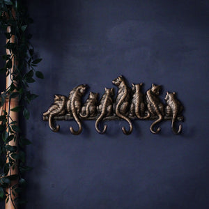 Set of 6 Antique Bronze Cat Hooks