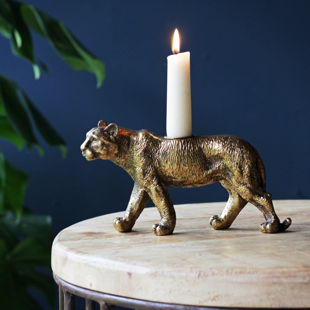Gold Tiger Candlestick, Candle Holder