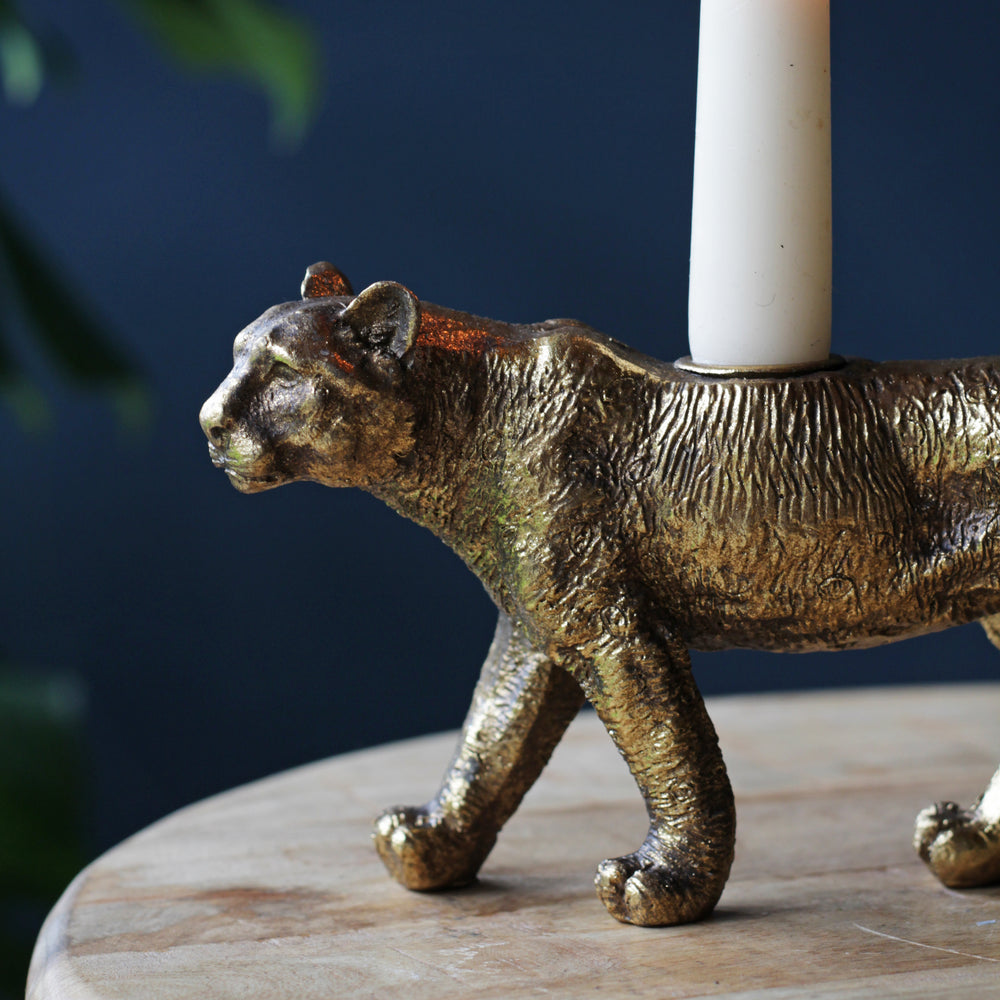 Gold Tiger Candlestick, Candle Holder