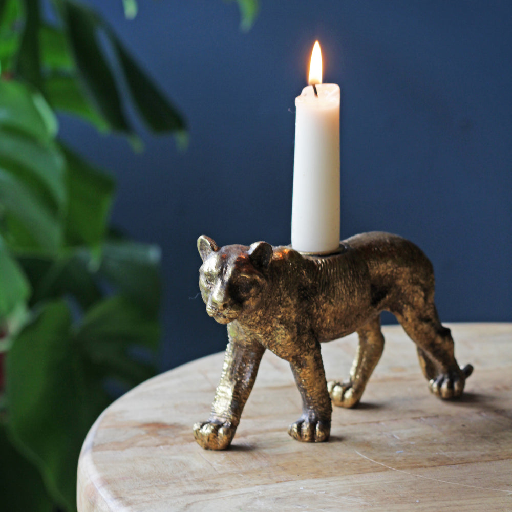Gold Tiger Candlestick, Candle Holder