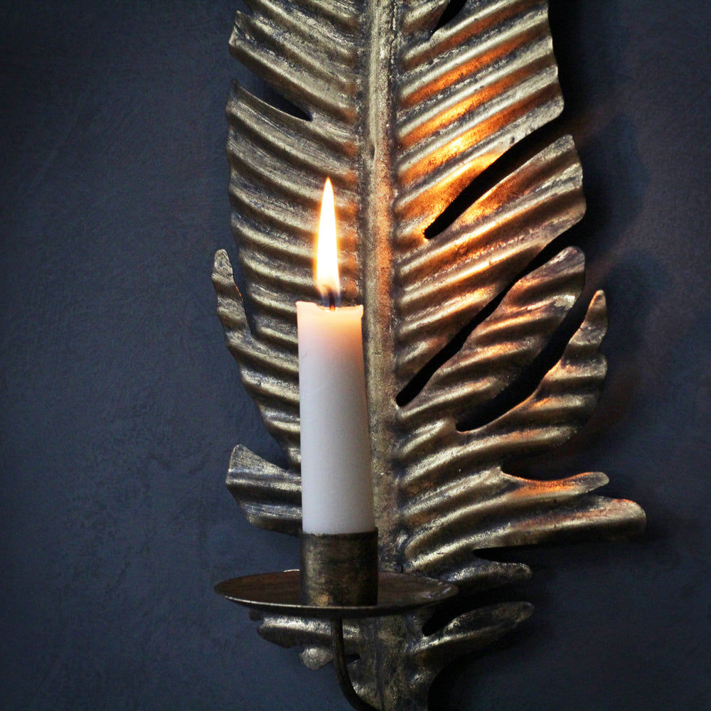 Gold Feather Sconce