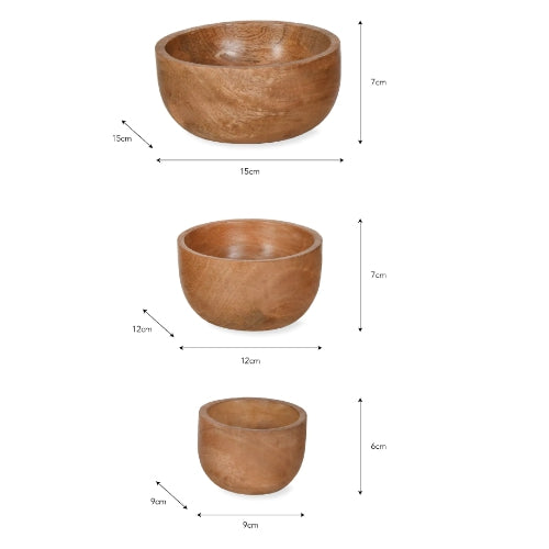 Mango Wood Bowls - Set of 3