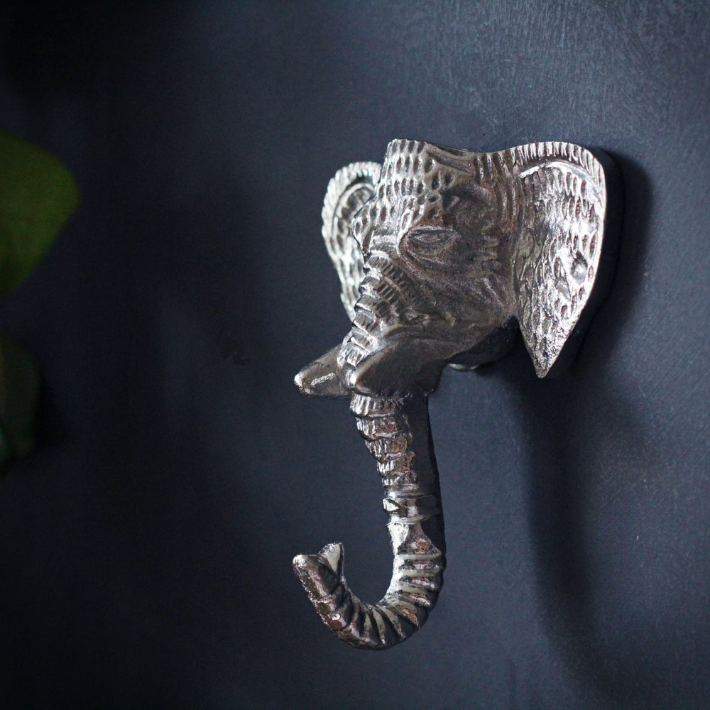 Silver Elephant Hook (trunk down)