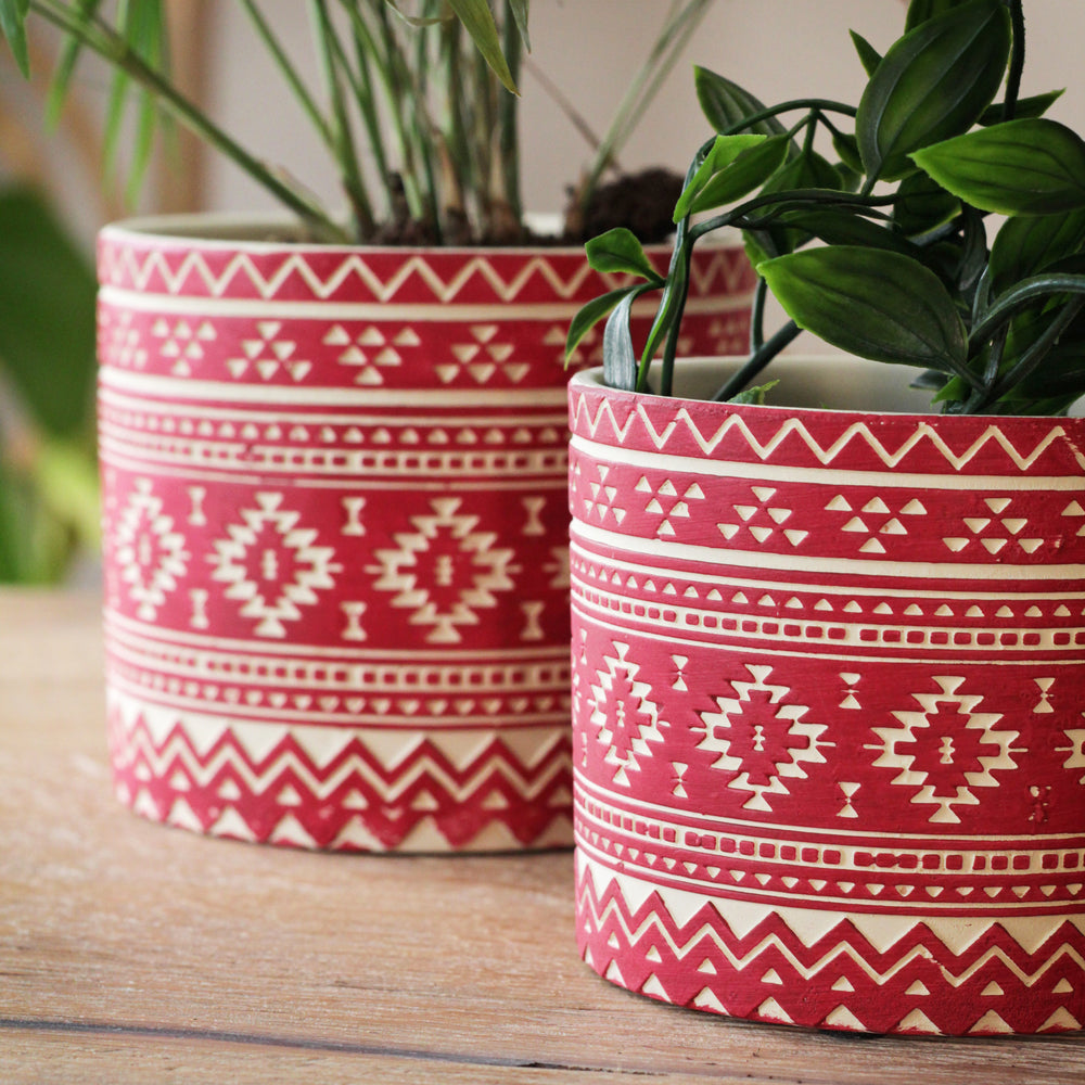 Red 'Geo' Planters