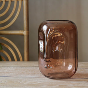 Brown Glass Face Vase