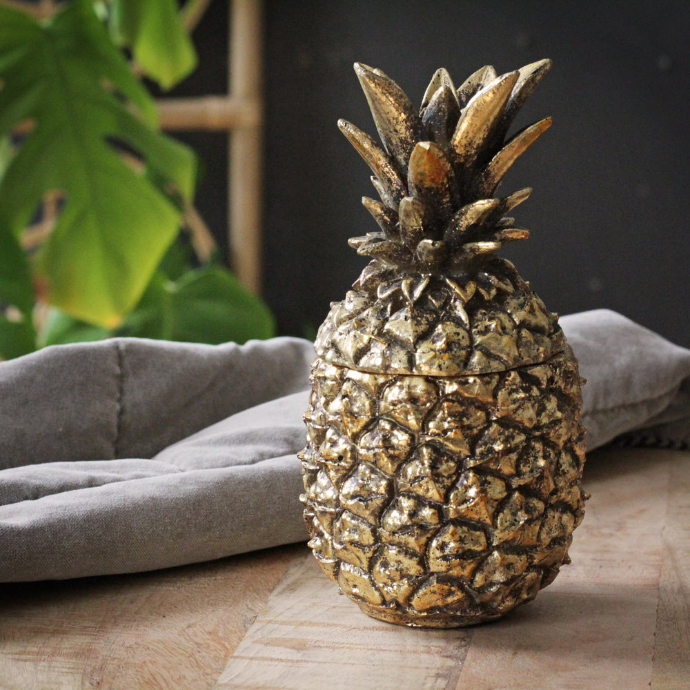 gold pineapple plant pot Gold Pineapple Storage Pot – Sophie MacBain