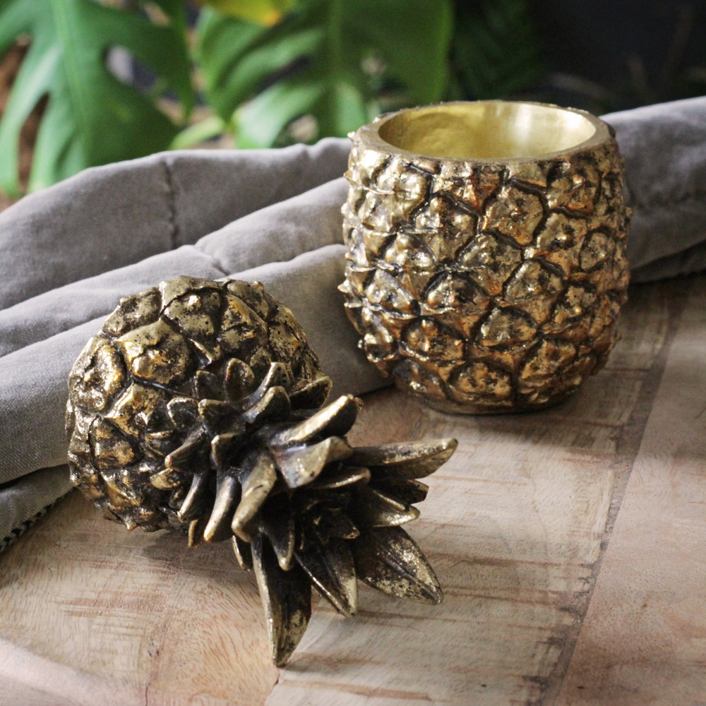 gold pineapple plant pot Gold Pineapple Storage Pot – Sophie MacBain