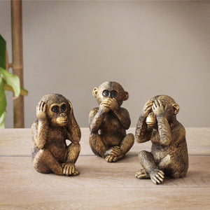 Set of 3 Bronze 'Evil' Monkeys