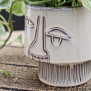 Glazed Face Plant Pot
