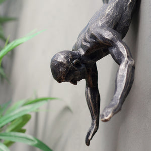 Set of Antique Bronze 'Abseiling' Wall Figures