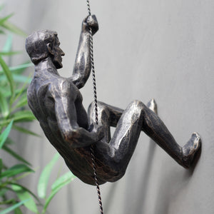 Set of Antique Bronze 'Abseiling' Wall Figures