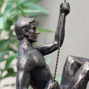 Set of Antique Bronze 'Abseiling' Wall Figures