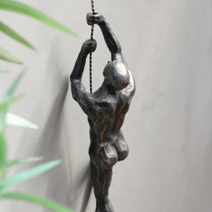 Set of Antique Bronze 'Abseiling' Wall Figures