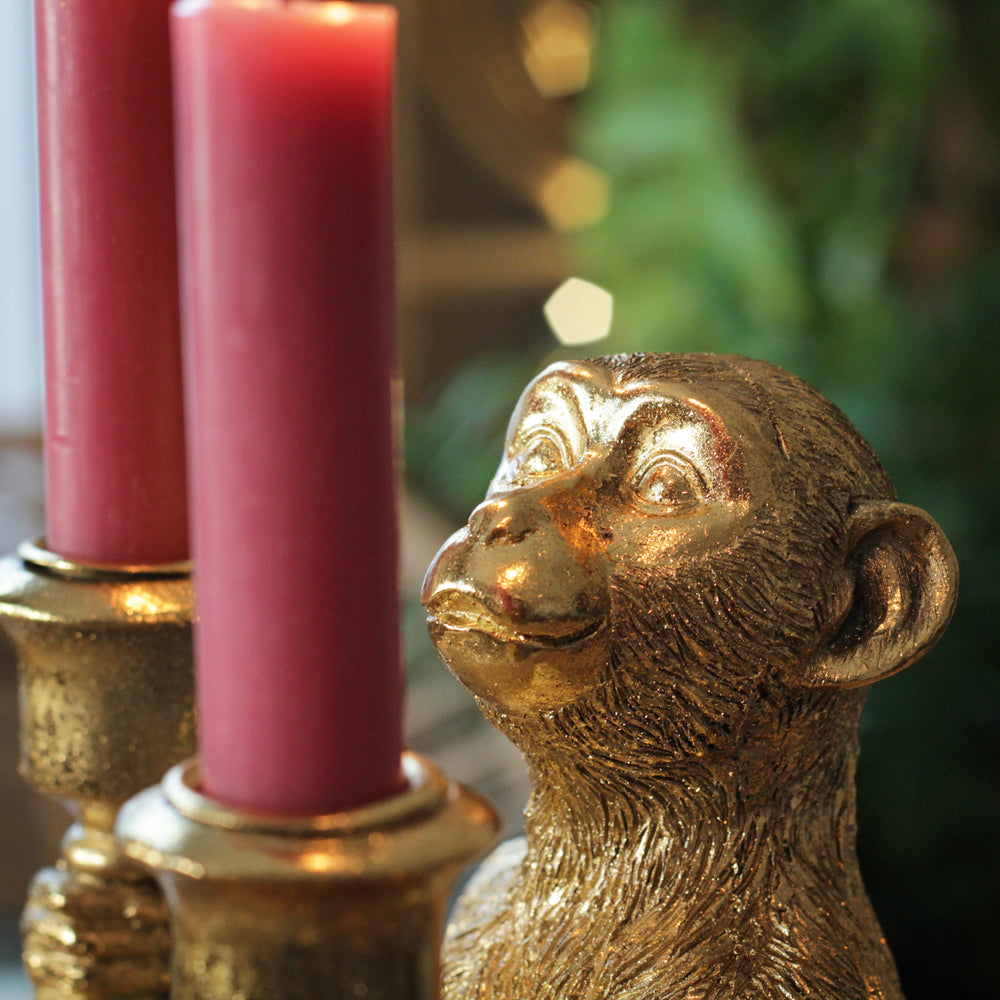 Large Gold Monkey Candle Holder