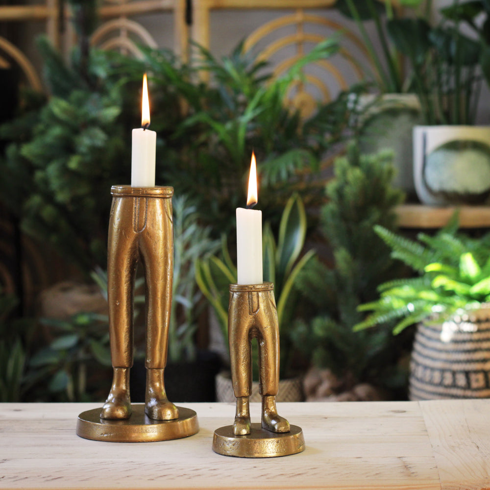 Gold Trouser Leg Candle Holders