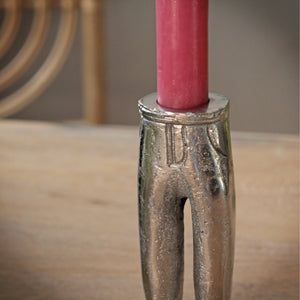 Silver Trouser Leg Candle Holder
