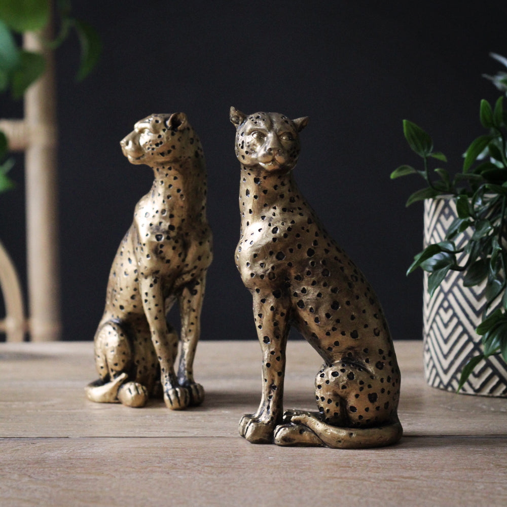Gold Cheetah Ornaments - Set of 2