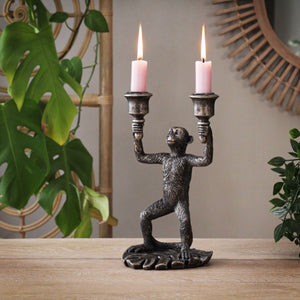 Bronze Monkey Candle Holder