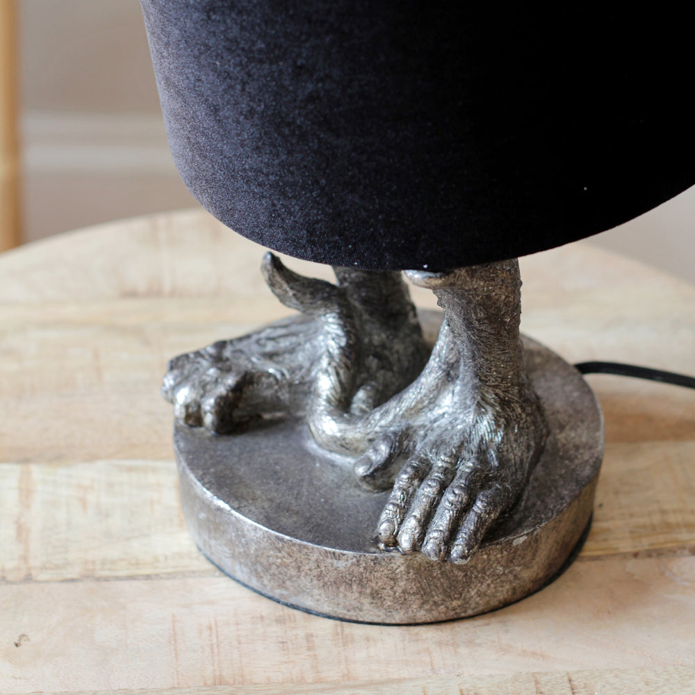 Antique Silver 'Bashful Monkey' Table Lamp