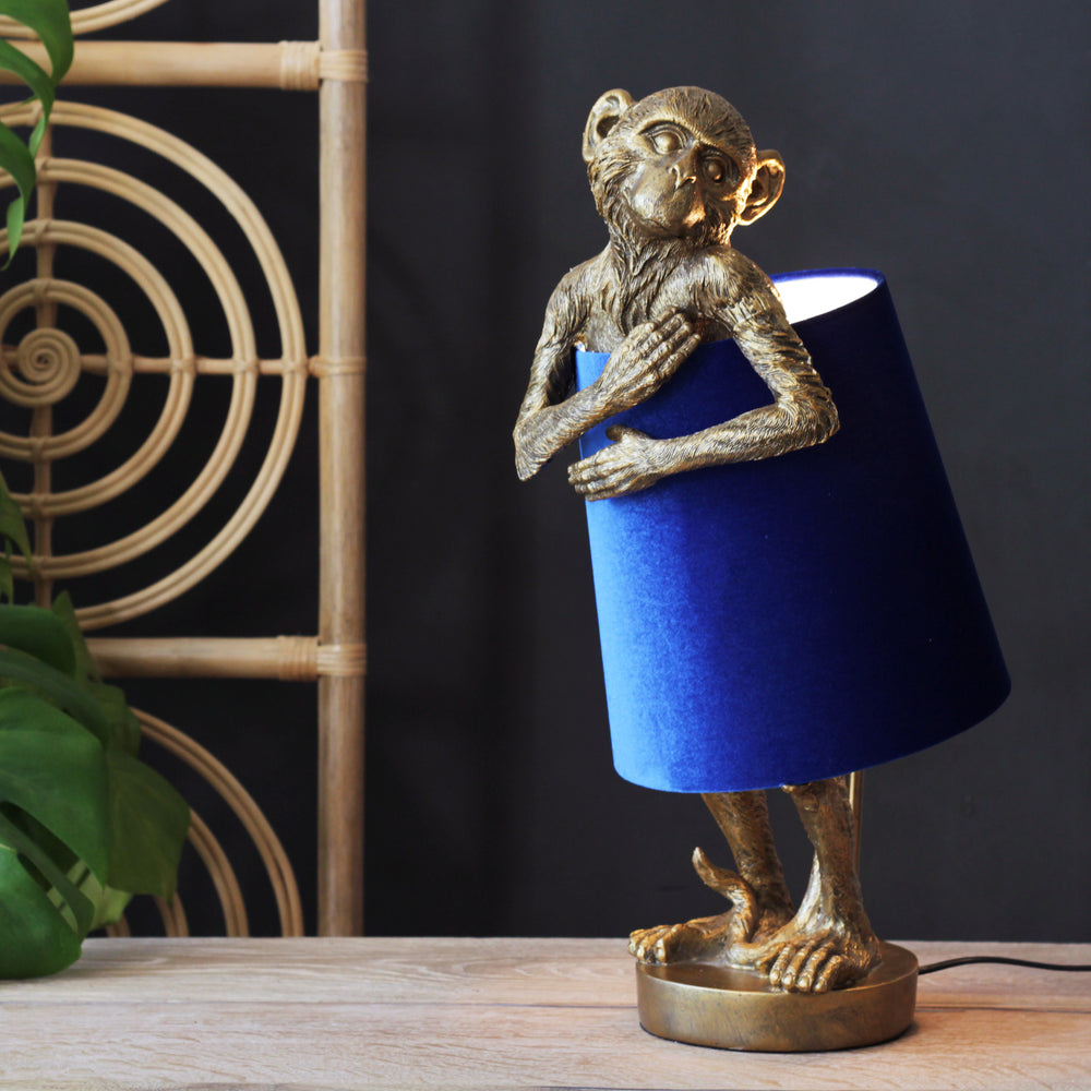 Antique Gold 'Bashful Monkey' Table Lamp
