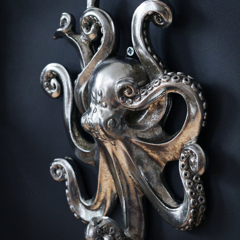 RETIRED ANTHROPOLOGIE OCTOPUS Wall Hanger Hook Metal Silver Tone PERFECT  GIFT !! $24.99 - PicClick