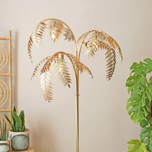 Antique Gold Palm Floor Lamp