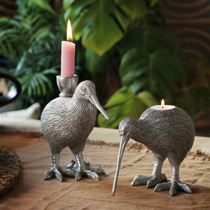 Quirky Bird Candle Holders in Silver