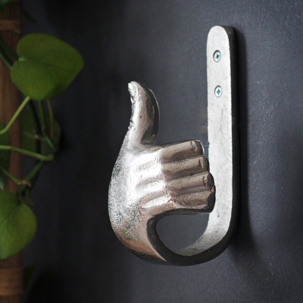Silver Thumbs Up Wall Hook